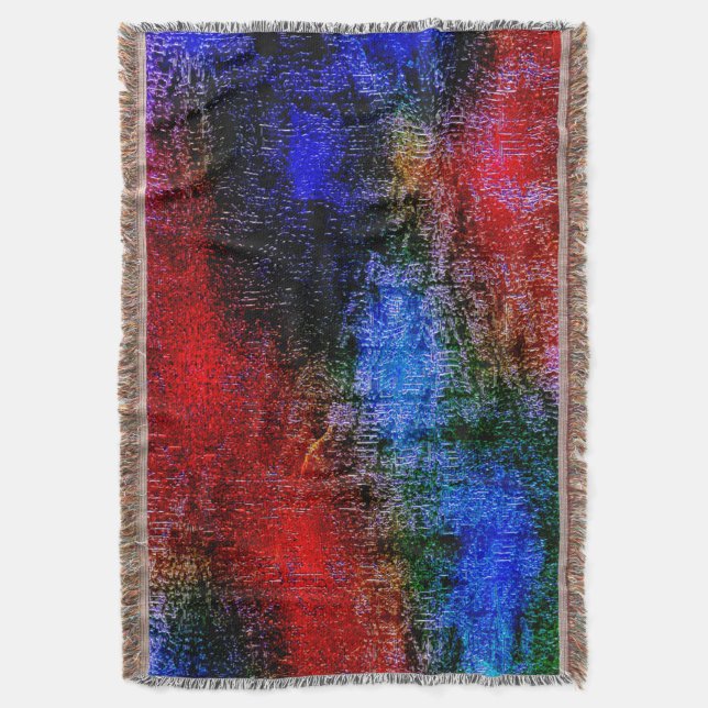 Manta Material azul y rojo desollado con "pintura al óle (Frente vertical)