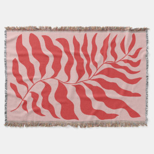 Manta Matisse Rojo Rosa Hoja Decoración Minimalista mode