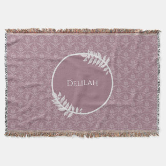 Manta Mauve Elegant Damask Personalizado Throw Blanket