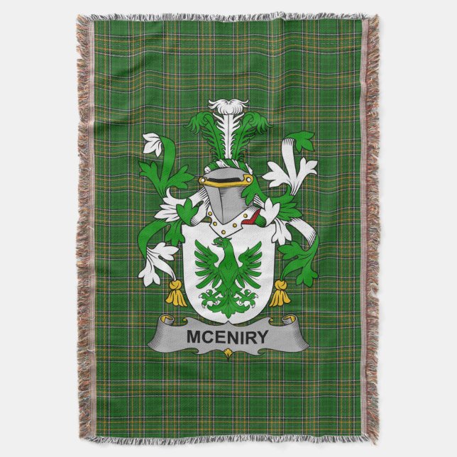 Manta McEniry irlandés o McEnery Coat of Arms Family Cre (Frente vertical)