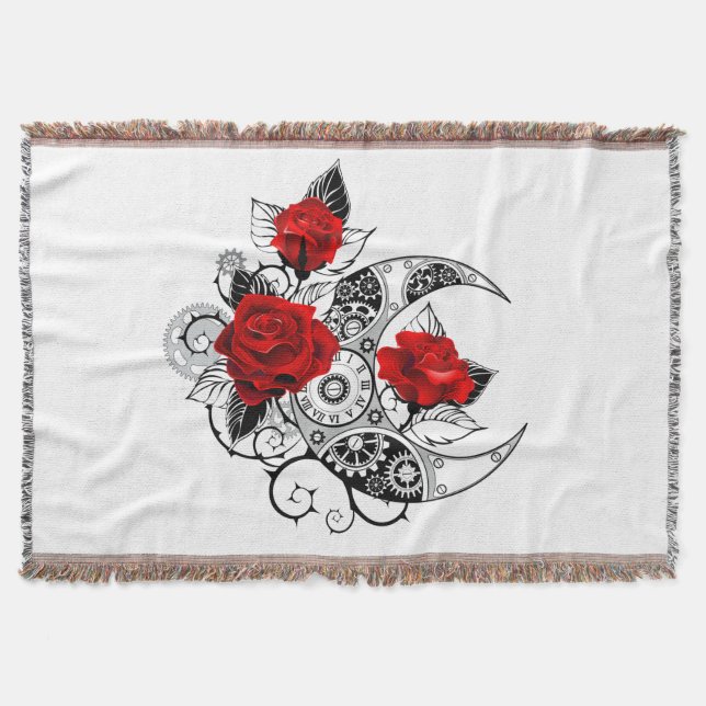 Manta Media luna mecánica con rosas rojas (Anverso)