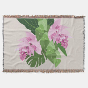 Manta Medinilla tropical Flor rosa en Beige