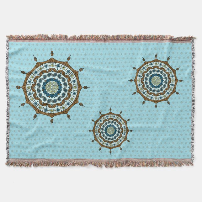 Manta Mehndi Fantasy Copper Throw Blanket (Anverso)