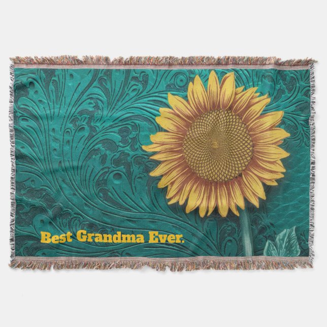 Manta Mejor Abuela de girasol amarillo con la herramient (Anverso)