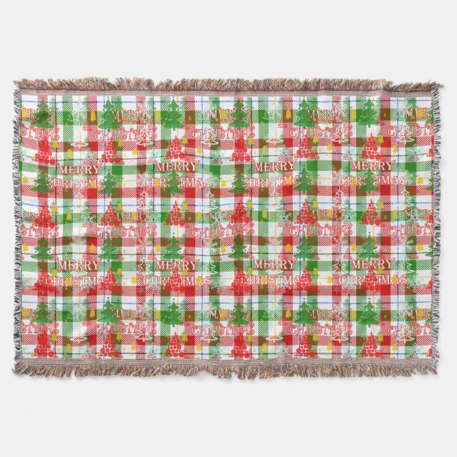 Manta Merry Christmas Decorated Plaid Tartán (Anverso)
