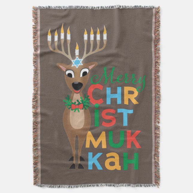 Manta Merry Christmukkah Reindeer (Frente vertical)