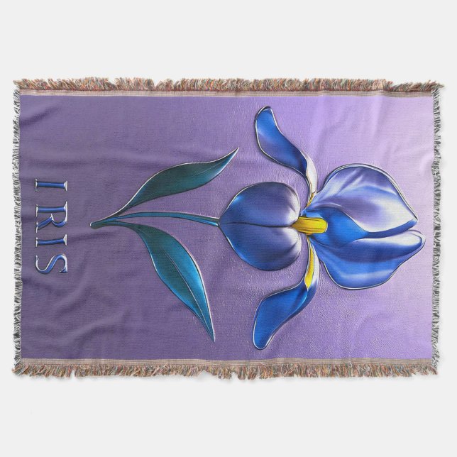 Manta Metallisch Glänzende Blaue Irisblüte mit Text (Anverso)