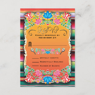 Manta mexicana de la boda y RSVP floral