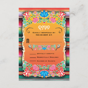 Manta mexicana de la boda y RSVP floral