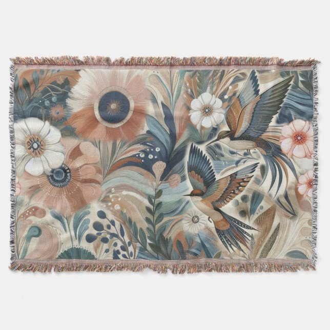 Manta Mezcla bohemia verde azulada, magenta, morada sobr (Anverso)