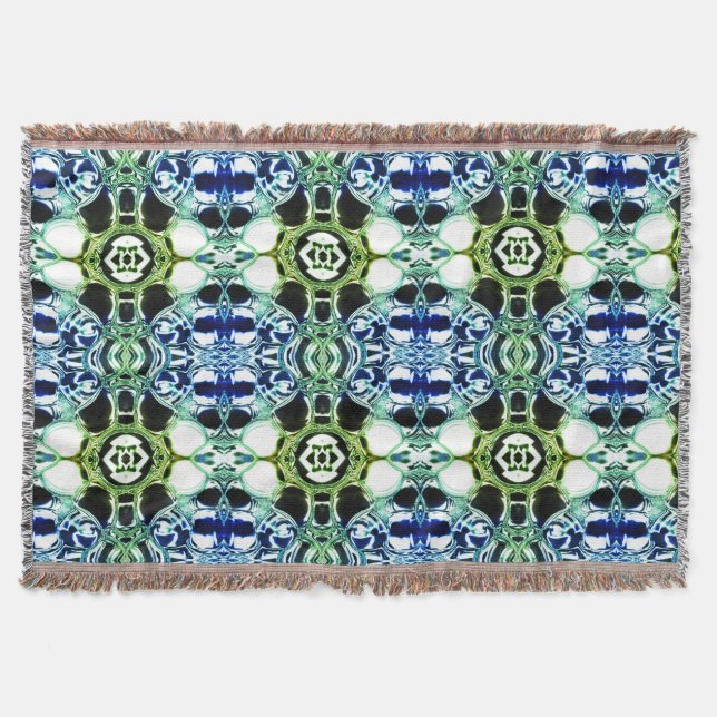 Manta Mezcla de formas en azul y verde claro, metálico (Anverso)