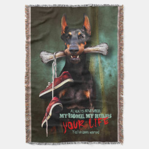 Manta Mi hogar, tu vida: Perro Dobermann y Hueso - Graci