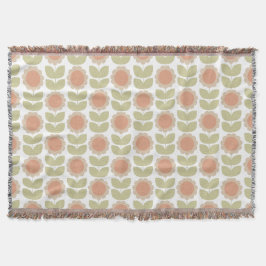 Manta  Mid-Century Pastel Pink Retro Floral Pattern