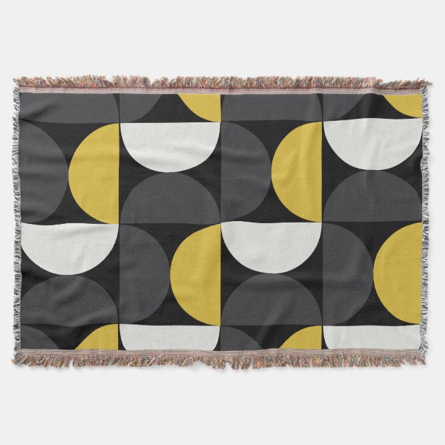 Manta MidCentury Modern turmmérico y gris de pistón (Anverso)