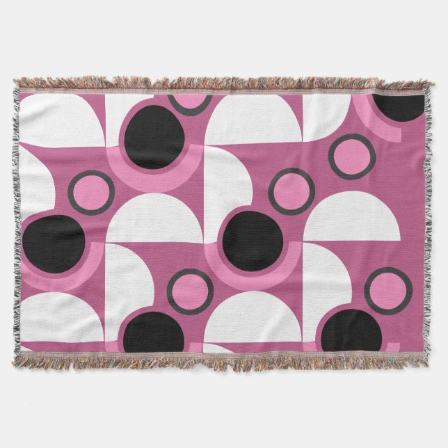 Manta MidCentury Moderno rosa, negro y gris (Anverso)