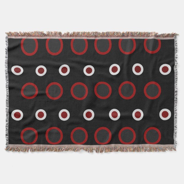 Manta MidCentury Rojo moderno, negro y gris (Anverso)