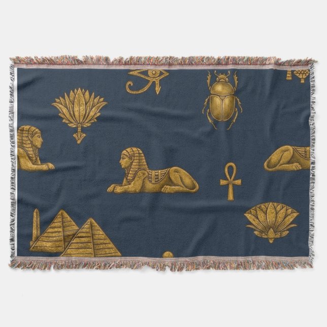 Manta Minimalist Navy & Antique Gold Egyptian Pattern (Anverso)