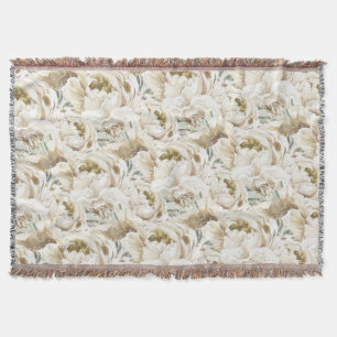 Manta Minimalista color de agua floral de Peonio Blanco