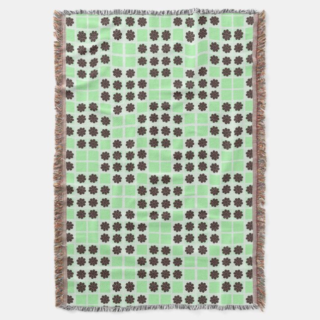 Manta Mint Green Cream And Chocolate Chip Quilt Pattern (Frente vertical)
