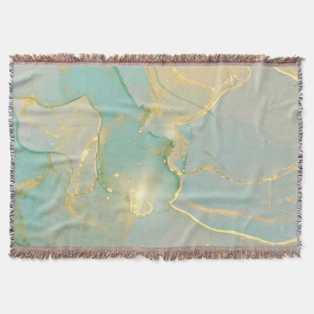 Manta Mint Green Gold Marble: Texturado (Anverso)