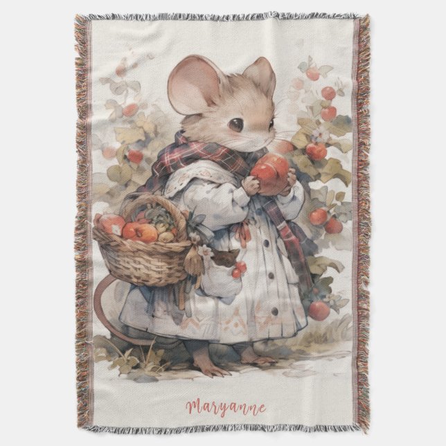 Manta Miss Mousey Beatrix Potter Style Throw Blanket (Frente vertical)