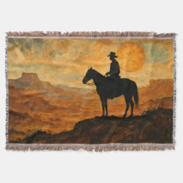 Manta Mixed Media Lone Rider Throw Blanket - Textured We