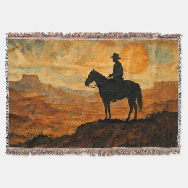 Manta Mixed Media Lone Rider Throw Blanket - Textured We (Anverso)