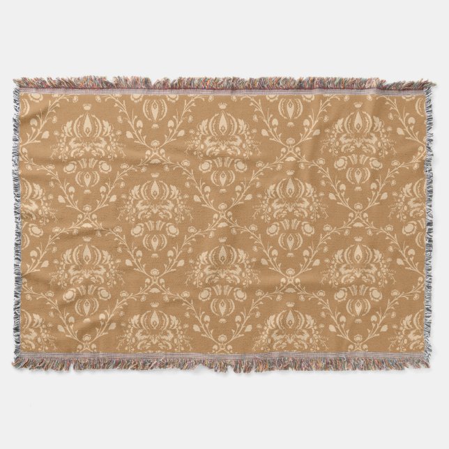Manta Mocha Latte Brown Damask (Anverso)
