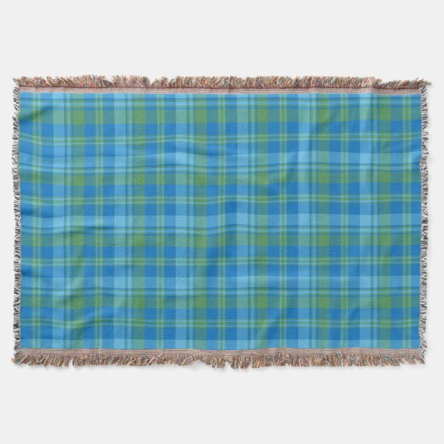 Manta Moda Blue Morning Glory Plaid Throw Blanket (Anverso)
