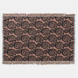 Manta Moda Bronze-Brown Fern Frond Swirl Throw Blanket