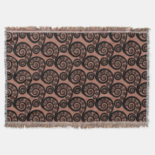 Manta Moda Bronze-Brown Fern Frond Swirl Throw Blanket