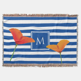 Manta Moda de amapola Bandas Azules Monograma