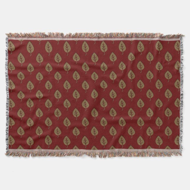 Manta Moda Dorado Burgundy Red Leaf Throw Blanket (Anverso)