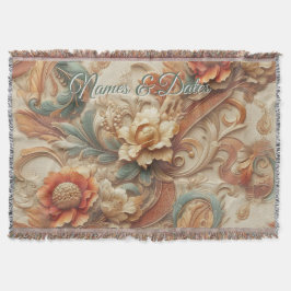 Manta Moda, elegancia Cremas y textura floral de cuero