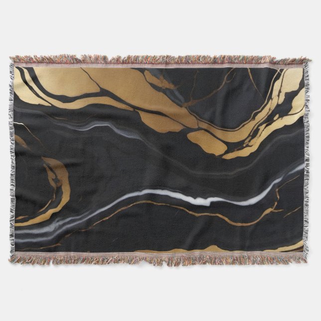 Manta Moda Elegante amarillo dorado Faux Marble (Anverso)