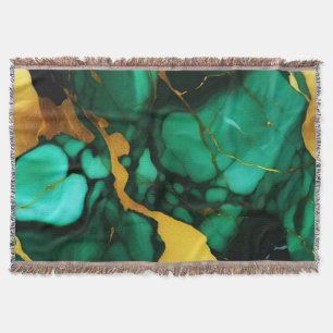 Manta Moda Elegante verde oscuro dorado Faux Marble