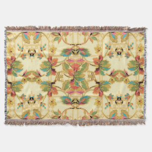 Manta Modelo anaranjado del papel pintado floral de la