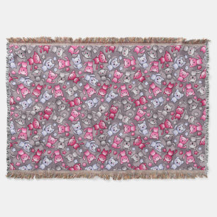 Manta modelo con los gatos lindos del doodle del kawaii