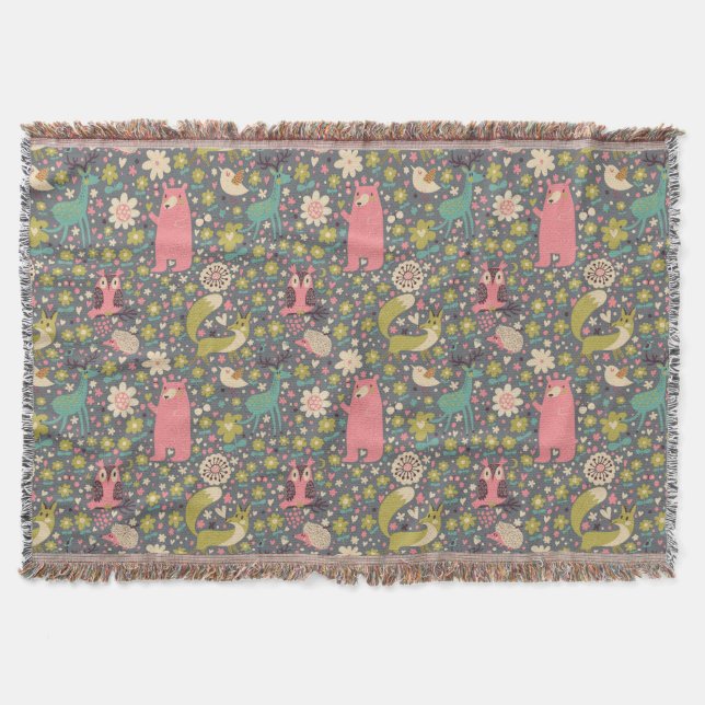 Manta Modelo lindo de los animales del bosque (Anverso)