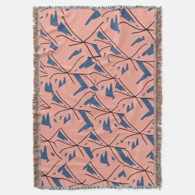 Manta Modern Abstract Blue & Pink Geometric Pattern Flee (Frente vertical)
