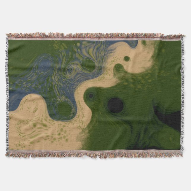 Manta Modern Abstract Mossy Topography Throw Blanket (Anverso)