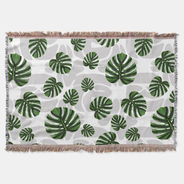 Manta Modern Boho Botanical Leaves Pattern (Anverso)