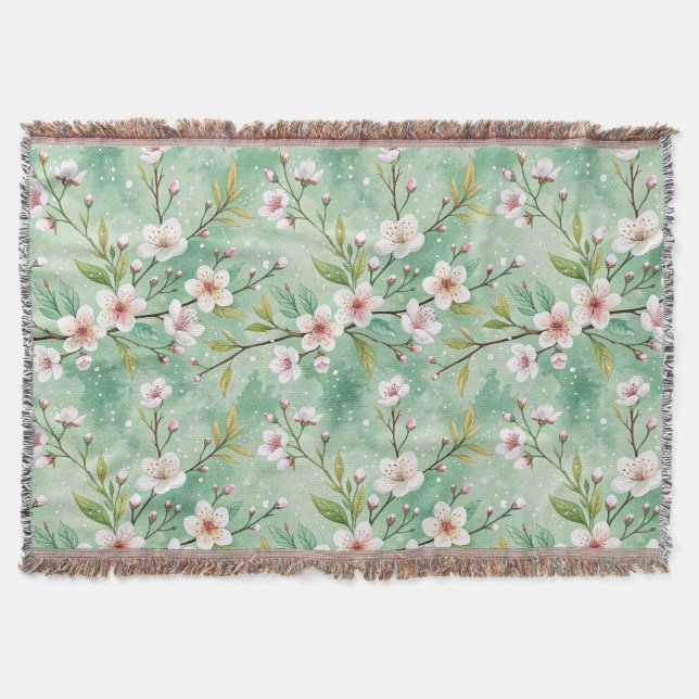 Manta Modern Cherry Blossoms Winter (Anverso)