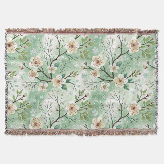 Manta Modern Cherry Blossoms Winter (Anverso)