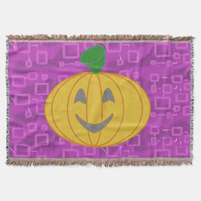 Manta Modern Pumpkin on Purple Geometric Throw Blanket (Anverso)