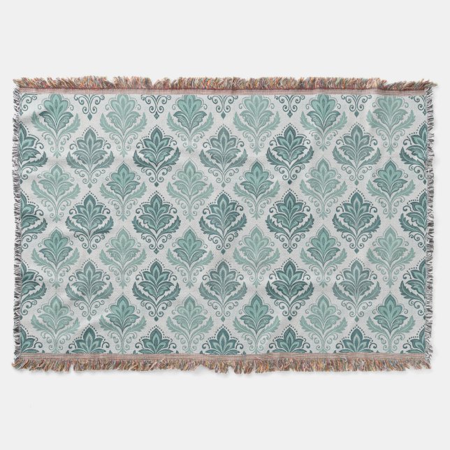 Manta Modern Teal Nordic Damask (Anverso)