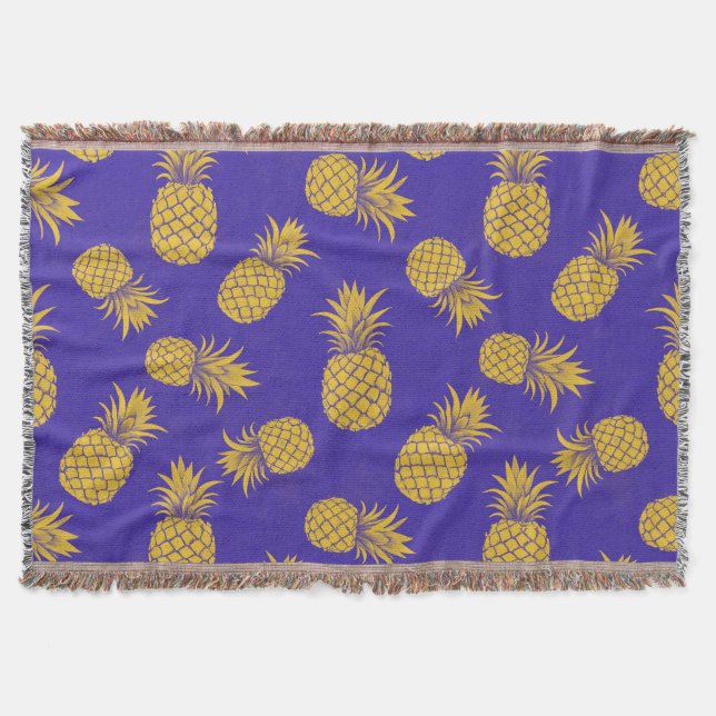 Manta Modern Tropical Pineapple Watercolor (Anverso)
