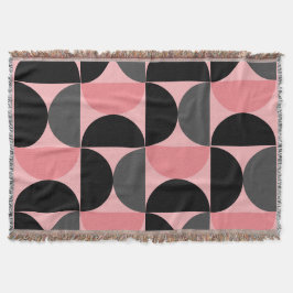 Manta Moderno de mediados de siglo Rosa negro y gris