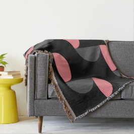 Manta Moderno de mediados de siglo rosa negro y gris