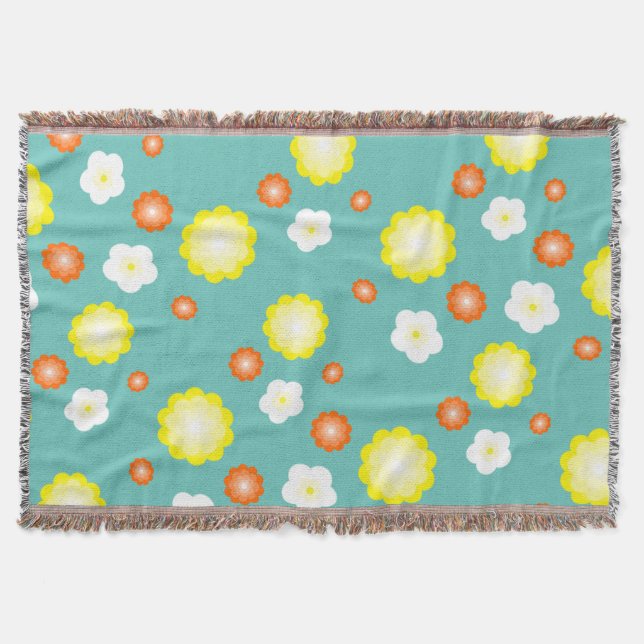 Manta Moderno gradiente lindo Daisy flores patrón girato (Anverso)